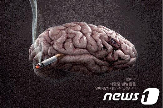 본문 이미지 - 흡연이 뇌줄중을 유발한다는 내용을 담은 보건복지부 금연 포스터.© News1 