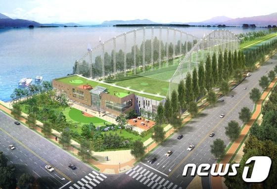 본문 이미지 - 오는 9월 인천 송도국제도시 24호 공원에 초대형 인도어 골프연습장이 그랜드 오픈한다. 2014.08.11/뉴스1 ⓒ News1 강남주 기자