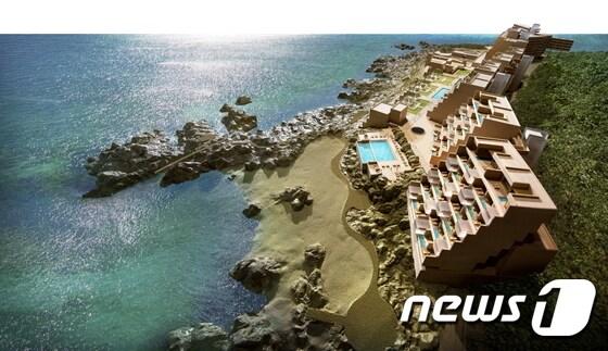 본문 이미지 - 테라스에 풀을 갖춘 아난티 펜트하우스 조감도/제공=에머슨부산ⓒ News1