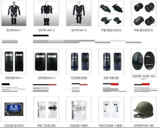 본문 이미지 - 한 인터넷 사이트에서 판매된 시위진압용 방패 등 경찰장비들.ⓒ News1