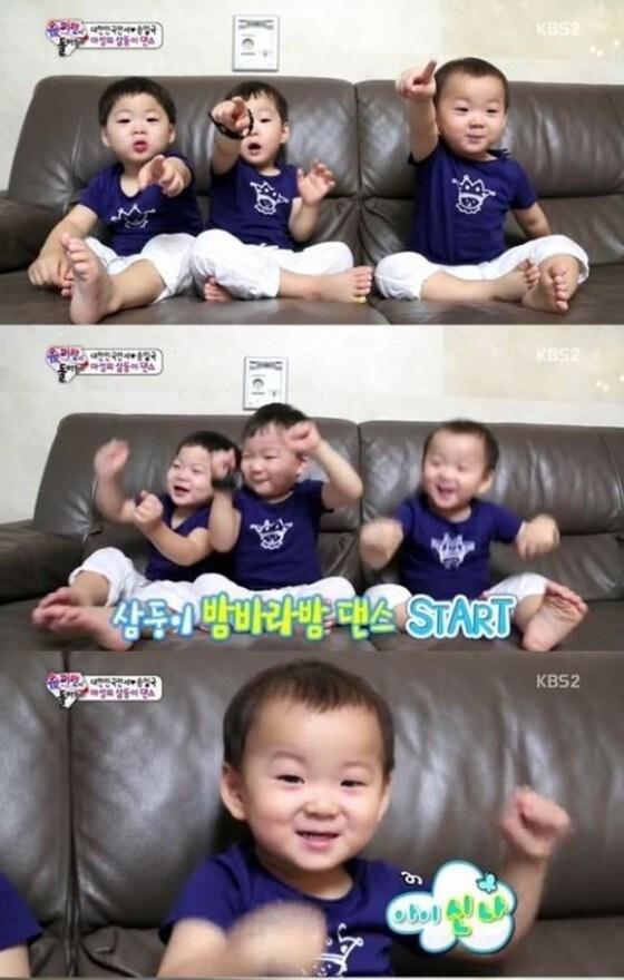 본문 이미지 - &acute;슈퍼맨이 돌아왔다&acute; 송일국의 세쌍둥이가 뽀로로 댄스를 선보였다. ⓒ News1