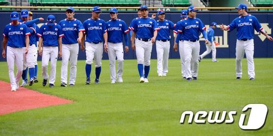 본문 이미지 - 2014 인천아시아경기대회 대한민국 야구 국가대표팀 . 2014.9.17/뉴스1 ⓒ News1 박정호 기자