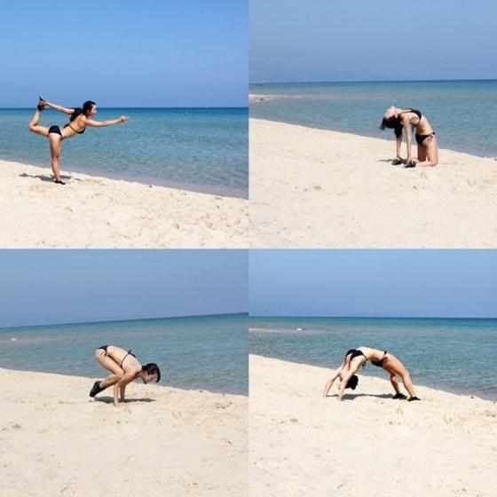 본문 이미지 - 윤진서가 해변에서 요가 동작을 선보였다. ⓒ News1