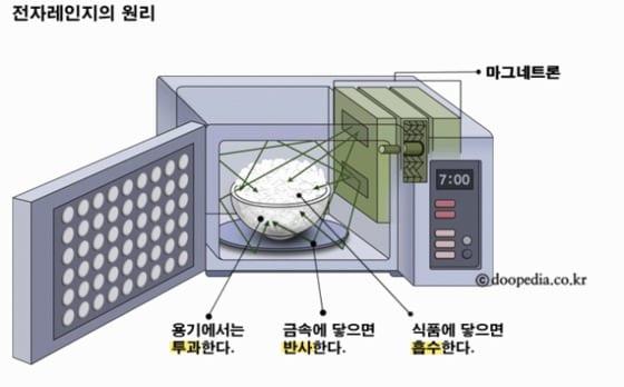 본문 이미지 - 전자레인지 원리 ⓒ두산백과
