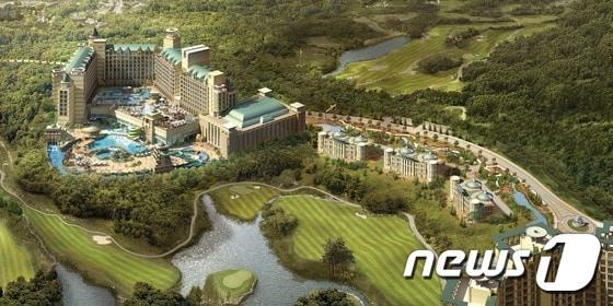 본문 이미지 - 경기도 포천에 조성된 칸리조트의 조감도. 현재 시공사의 유치권 행사로 영업은 중지 상태다. ⓒ News1