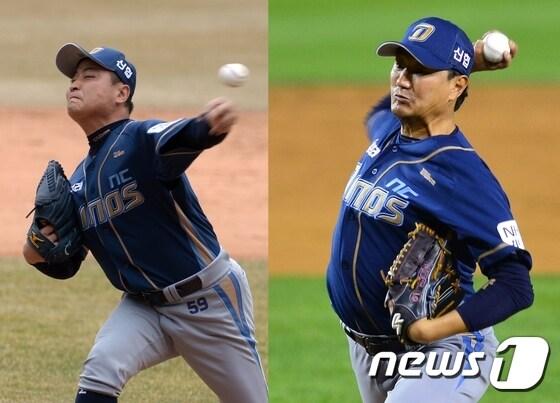 본문 이미지 - NC 다이노스 이혜천(왼쪽)과 손민한이 12일 은퇴를 선언했다. ⓒ News1