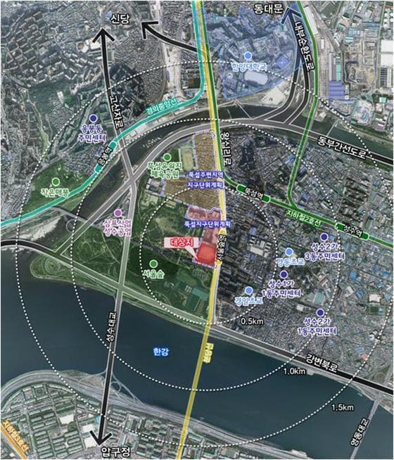 본문 이미지 - 뚝섬 특별계획 4구역 위치도 /자료제공=서울시  ⓒ News1