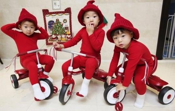 본문 이미지 - 배우 송일국-정승연 판사의 삼둥이 (왼쪽부터)민국, 대한, 만세