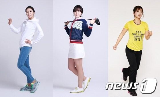 본문 이미지 - 윤채영(28·한화)과 전인지(21·하이트진로), 홍란(29·삼천리·왼쪽부터) 등 10명이 2015 KLPGA 홍보모델로 선정됐다. 사진은 지난 2014년(윤채영, 전인지)과 2013년(홍란) 당시 홍보모델 촬영사진. (KLPGA 제공)ⓒ News1