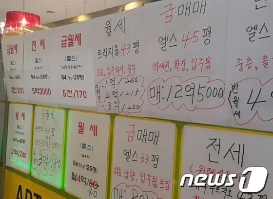 본문 이미지 - 서울 송파구 잠실동의 한 부동산에 붙어있는 전세·월세 매물 게시글/뉴스1 ⓒ News1