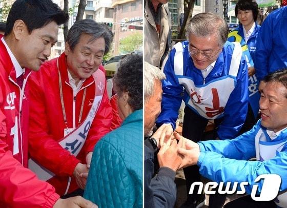 본문 이미지 - 김무성 새누리당 대표(왼쪽사진)와 문재인 새정치민주연합 대표 ⓒ News1 