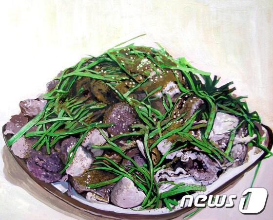 본문 이미지 - 대인시장 예술인창작스튜디오 다다는 30일까지 대인수산빌딩 5층 스튜디오에서 &acute;음식&acute;을 주제로 한 4월 세시풍속 전시회를 개최한다. 사진은 강선호 작가의 작품 &acute;순대&acute;(예술인창작스튜디오 다다 제공)2015.4.7.ⓒ News1