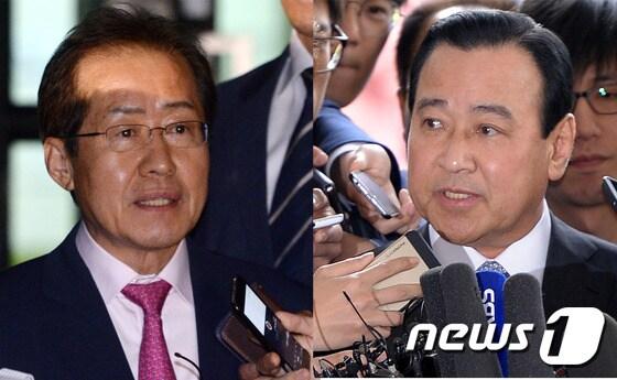 본문 이미지 - 홍준표 경남도지사(왼쪽)와 이완구 전 국무총리./뉴스1 ⓒ News1