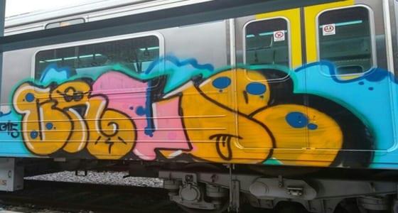 본문 이미지 - 외국인이 전동차에 남긴 그래피티(자료사진) /뉴스1 ⓒ News1