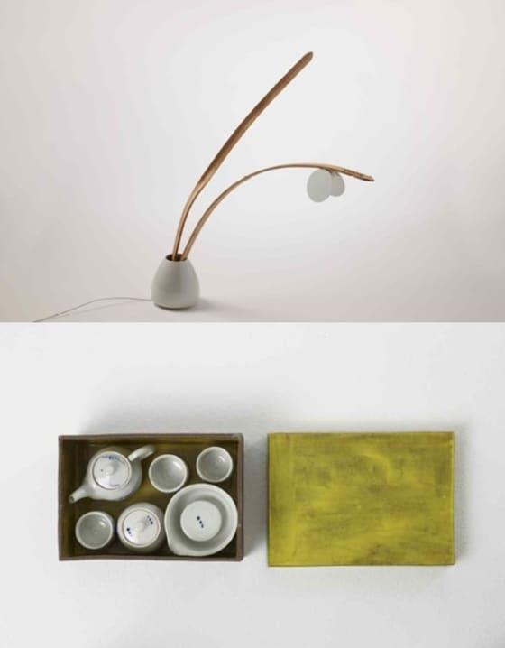 본문 이미지 - (사진 위) 낙죽조명(조월): 낙죽장 한준혁, 디자이너 김상윤(아래) 다구세트: 사기장 김경식, 도예가 이헌정. 사진-문화재청 ⓒ News1