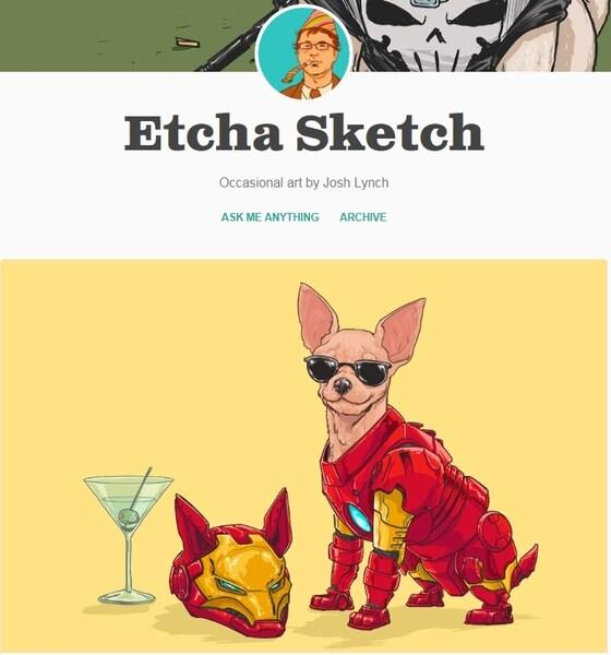 본문 이미지 - 마블 스튜디오가 제작한 영화 '어벤져스'의 캐릭터들을 개로 재창조한 일러스트레이터 조시 린치의 작품이 네티즌들 사이에서 호평을 받고 있다.(사진 조시 린치 홈페이지 캡처) ⓒ News1