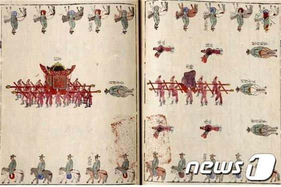 본문 이미지 - 오대산 사고본 조선왕조의궤 중 '고종명성후가례도감의궤-반차도'. ⓒ News1