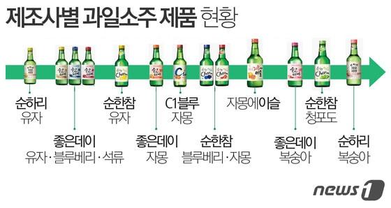 본문 이미지 - 국내 주류업체들의 신제품 출시가 이어지고 있다(순하리 처음처럼 그린 미포함). /그래픽 =  방은영 디자이너ⓒ News1