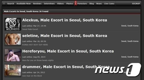 본문 이미지 - '남성 출장 서비스'  R 사이트에 오른 성매매남들의 소개글.  한국 서울에서 활동하고있다는  남성 에스코트들의 소개글이 보인다.. ⓒ 뉴스1