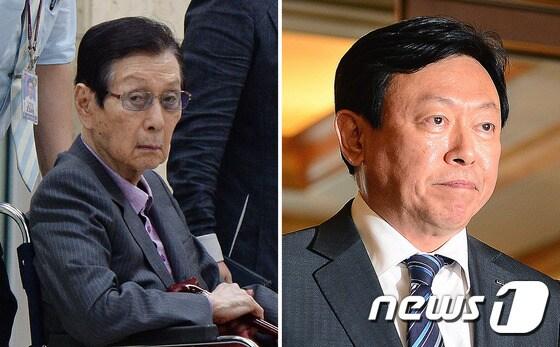 본문 이미지 - 왼쪽부터 신격호 故 롯데그룹 명예회장, 신동빈 롯데그룹 회장. (뉴스1DB) /뉴스1 ⓒ News1 박재만 인턴기자