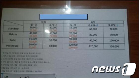 본문 이미지 - 대실영업하는  굿스테이 업소의 가격표 사진-배재정 의원 ⓒ News1