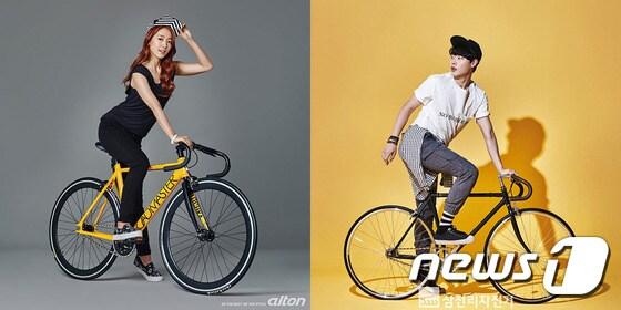 본문 이미지 - 삼천리자전거가 ‘응답하라 1988’에서 인기를 끈 류준열을, 알톤스포츠는 자전거마니아인 박신혜를 광고모델로 선정했다. (삼천리자전거, 알톤스포츠 제공) 뉴스1트래블 ⓒ News1 travel