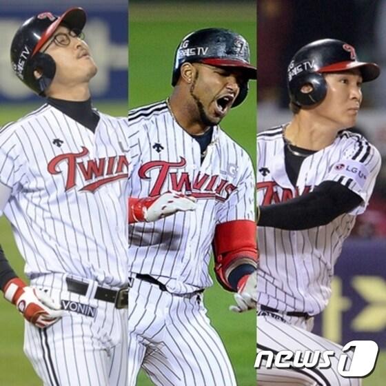 본문 이미지 - 플레이오프에서 부진에 빠진 LG 트윈스의 중심타선을 이루고 있는 박용택, 히메네스, 오지환(왼쪽부터 순서대로).ⓒ News1 DB