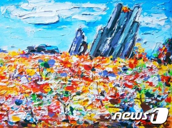 본문 이미지 - 김지영 작가 작품 '규봉암의 단풍'(광주 아트타운갤러리 제공)2016.10.29/뉴스1ⓒ News1