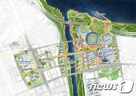 본문 이미지 - 잠실운동장 일대 국제교류복합지구 배치도 (서울시 제공)ⓒ News1