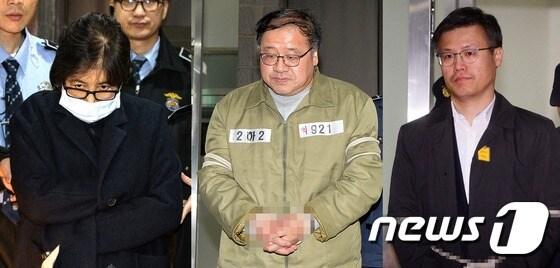 본문 이미지 - 최순실씨, 안종범 전 청와대 정책조정수석, 정호성 전 청와대 부속 비서관.(왼쪽부터) ⓒ News1