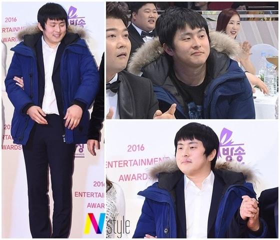 본문 이미지 - 시상식에 패딩을 착용하고 등장한 기안84 / 뉴스1 DB, KBS 방송화면 캡처