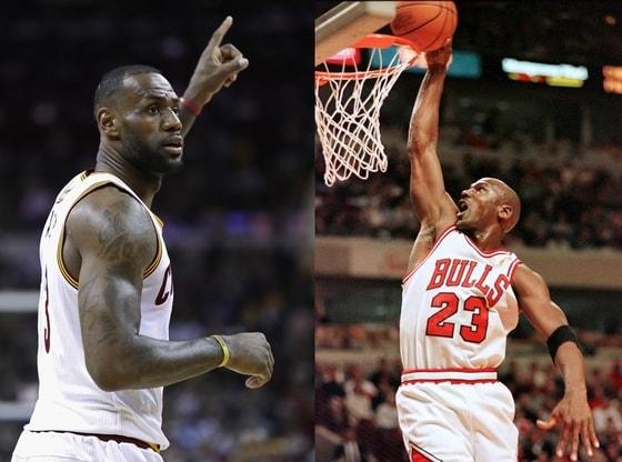 본문 이미지 - 클리블랜드 캐벌리어스 르브론 제임스(왼쪽)와 마이클 조던.ⓒ AFP=News1