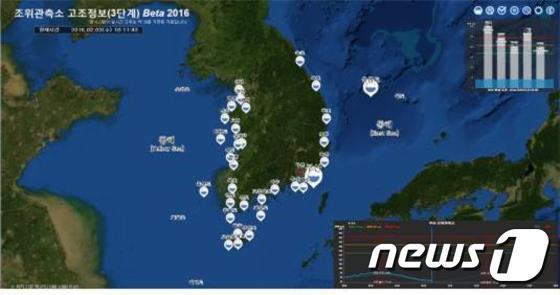 본문 이미지 - 실시간 해수면 고조정보 서비스 화면/자료=해양수산부ⓒ News1