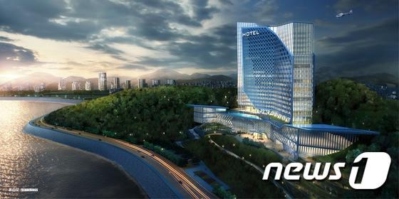 본문 이미지 - 중국 구천그룹이 포항시에 제출한 5성급 호텔 조감도/사진제공=포항시ⓒ News1