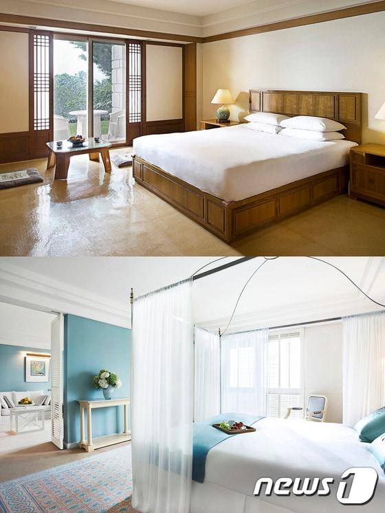 본문 이미지 - 제주신라호텔 테라스 객실(위)과 스위트룸 ⓒ News1