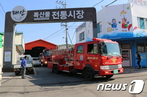 본문 이미지 - 태안소방서 소방차 길 터주기모습.ⓒ News1