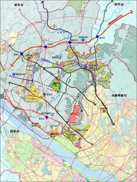 본문 이미지 - 고양향동지구 위치도.(LH 제공) ⓒ News1