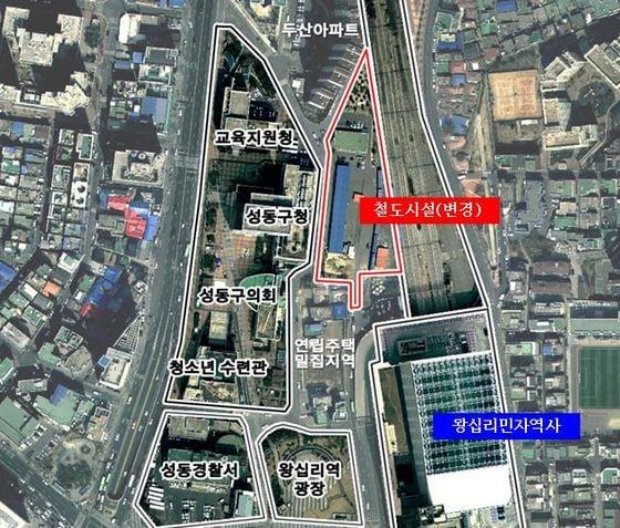 본문 이미지 - 왕십리역 유휴부지 위치도. (서울시 제공) ⓒ News1