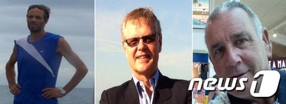 본문 이미지 - (왼쪽부터) 지난해 필리핀 무장단체 아부사야프에 피랍된 키아르탄 세킨스타드, 존 리즈델, 로버트 홀. ⓒ AFP=뉴스1