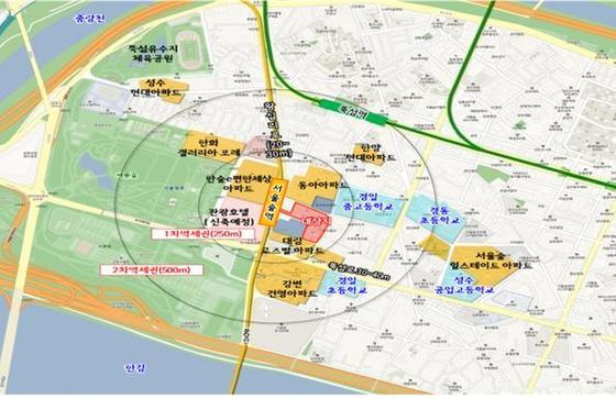 본문 이미지 - 성수동 장미아파트 위치도 /자료제공=서울시 ⓒ News1