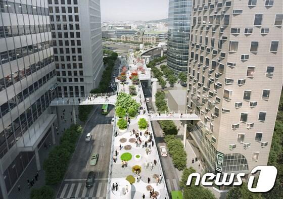본문 이미지 - 서울역고가-대우재단빌딩, 호텔마누 잇는 연결통로 조감도(서울시 제공)ⓒ News1