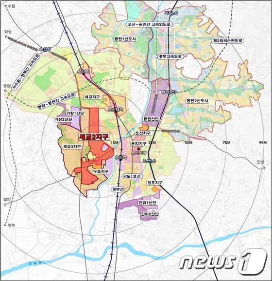 본문 이미지 - 오산세교2지구 위치도. ⓒ News1