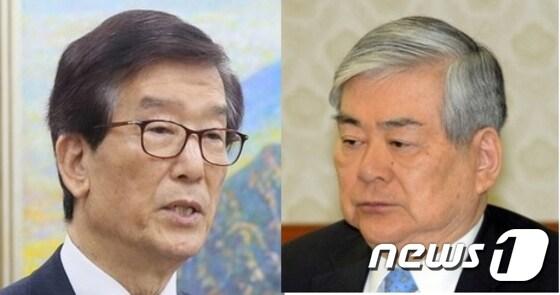 본문 이미지 - 왼쪽부터 이동걸 산업은행 회장, 조양호 한진그룹 회장