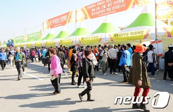 본문 이미지 - 2018년 임진각에서 개최된 파주개성인삼축제 모습 /사진제공=파주시청 ⓒ News1