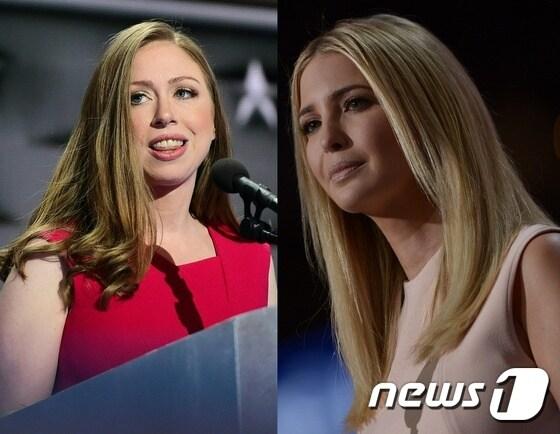 본문 이미지 - 힐러리 클린턴 민주당 대통령 후보의 딸 첼시와 도널드 트럼프 공화당 후보의 딸 이방카. ⓒAFP= News1