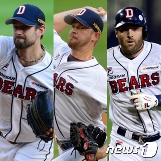 본문 이미지 - 두산 베어스의 외국인 선수. 왼쪽부터 차례대로 니퍼트, 보우덴, 에반스. ⓒ News1