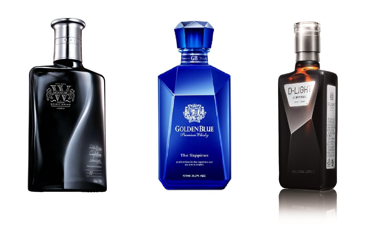 (왼쪽부터) 디아지오 '더블유 시그니처 12'·골든블루 '골든블루 사피루스'·페르노리카 '디-라이트 바이 임페리얼' ⓒ News1