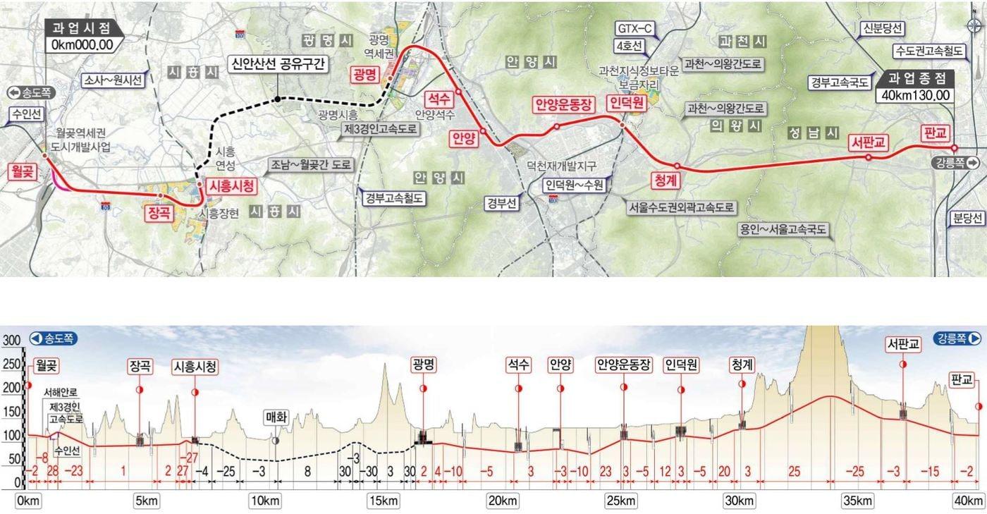월곳~판교 복선전철 계획도(출처 : 국토교통부)ⓒ News1