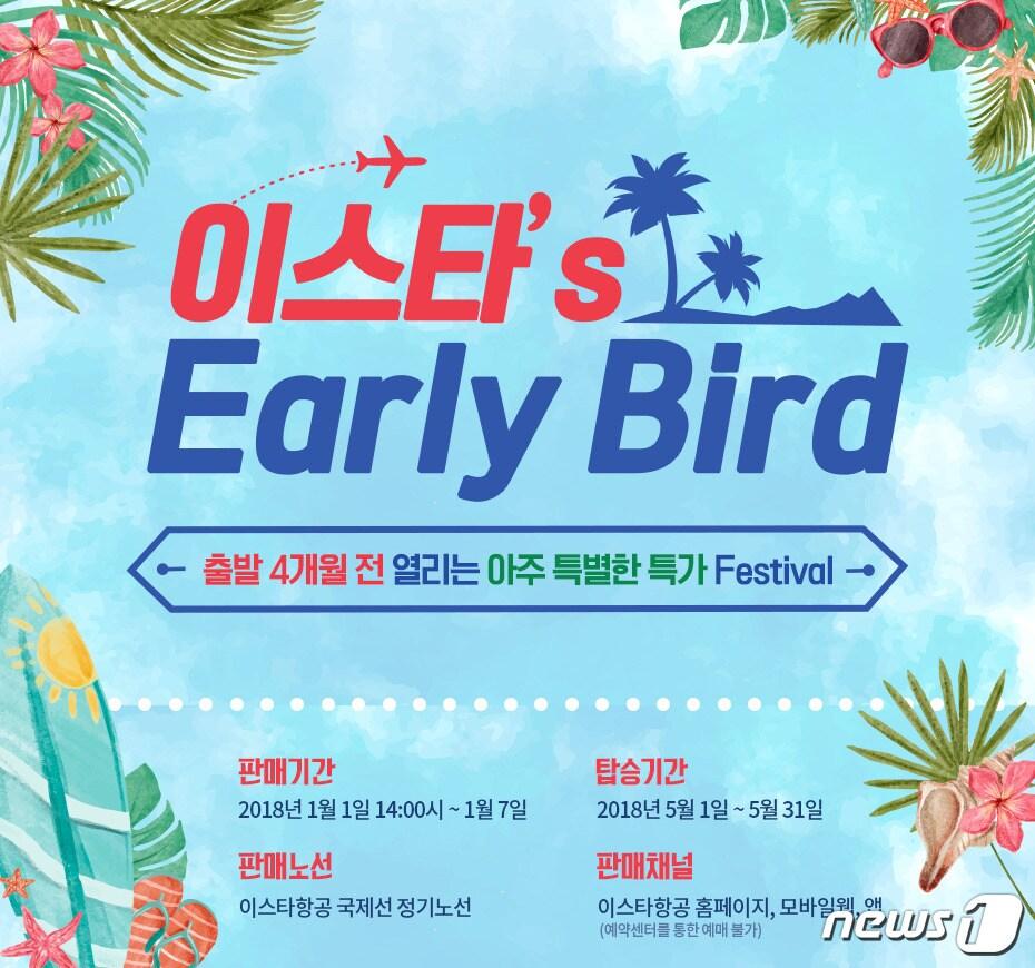 본문 이미지 - 이스타항공이 1월1~7일 얼리버드 특가 항공권 이벤트를 진행한다.(이스타항공제공)2017.12.29/뉴스1ⓒ News1