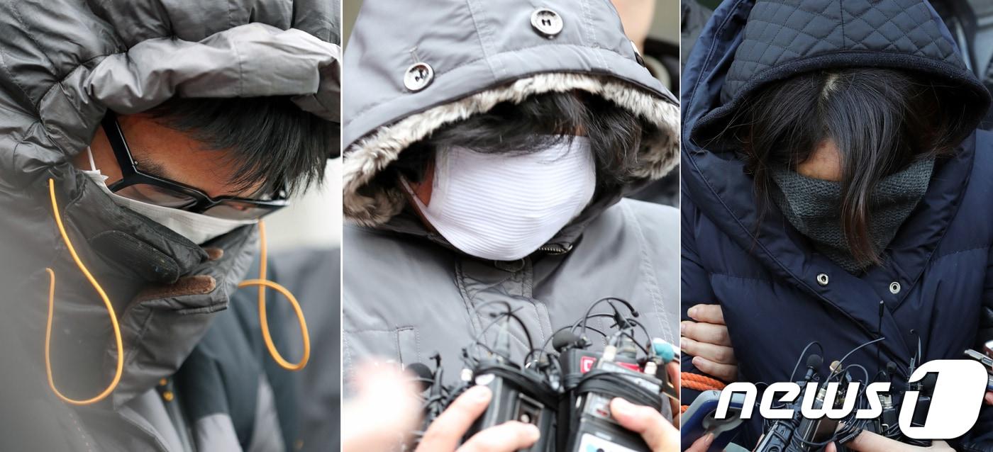 본문 이미지 - 고준희양의 시신을 유기한 혐의로 30일과 31일에 걸쳐 친부, 내연녀, 내연녀 어머니가 모두 구속됐다. 왼쪽부터 30일 구속된 친부 고모씨(36), 내연녀 어머니 김모씨(61), 31일 구속된 내연녀 이모씨(35).2017.12.31/뉴스1 ⓒ News1 문요한 기자